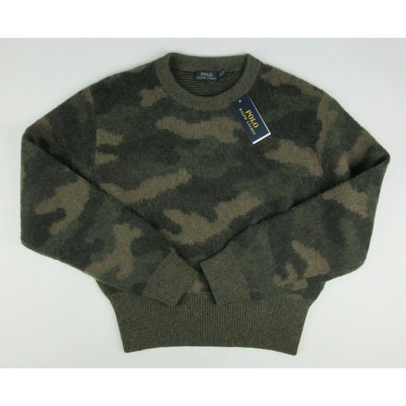 NWT $398 Polo Ralph Lauren Womens L Camo Sweater - Picture 7 of 11